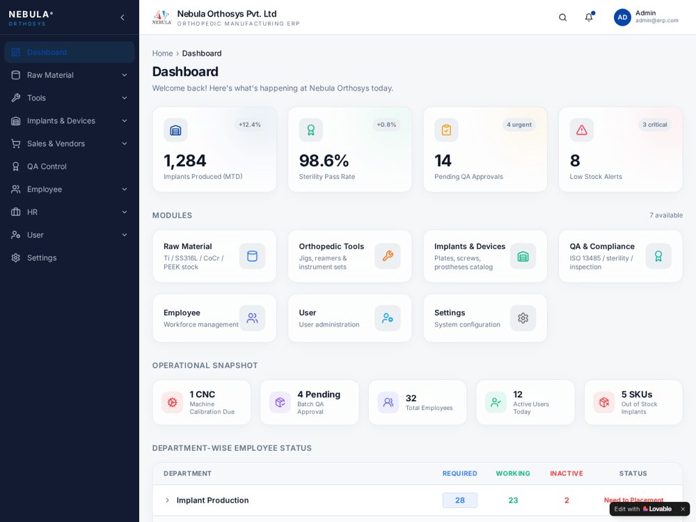 Nebula OrthoSys project preview